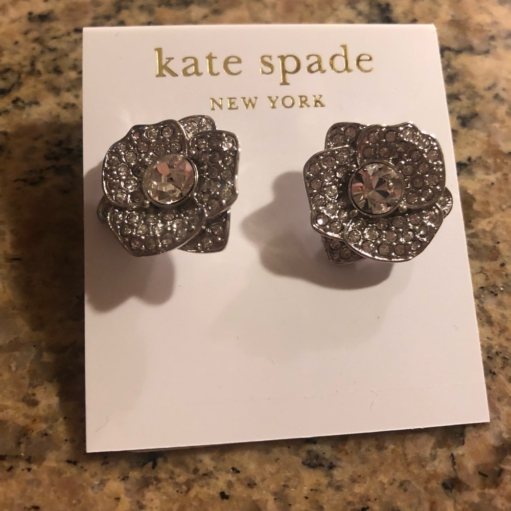 Kate Spade Large silver flower post earrings